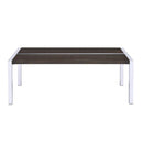 Coffee Tables Rectangle Wooden Top Coffee Table with Straight Metal Legs, Espresso Brown Benzara