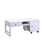 Coffee Tables Rectangular Convertible Coffee Table with Spacious Storage and Castors, White Benzara