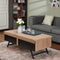 Coffee Tables Rectangular Wood and Metal Coffee Table with 2 Drawers, Brown and Black Benzara