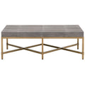 Coffee Tables Resin Top Rectangular Coffee Table With Metal Base, Gray And Gold Benzara