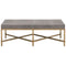 Coffee Tables Resin Top Rectangular Coffee Table With Metal Base, Gray And Gold Benzara