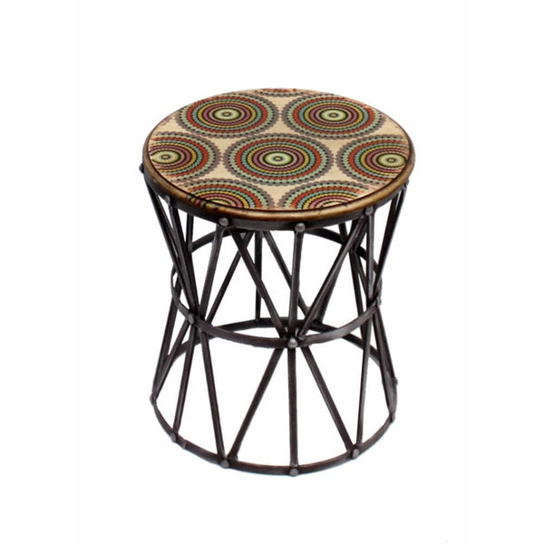 Coffee Tables Round Metal Accent Table,Multicolor Benzara
