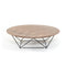 Coffee Tables Round Shaped Wooden Top Coffee Table with Unique Design Metal Base, Brown and Black Benzara