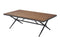 Coffee Tables Solid Wood Rectangular Coffee Table with Steel Trestle Base and Wheel Detailing, Brown and Black Benzara