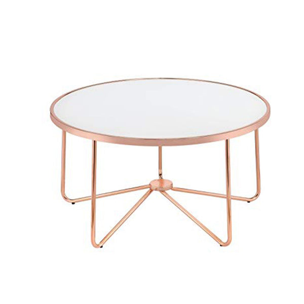 Coffee Tables Striking Coffee Table, Frosted Glass & Rose Gold Benzara