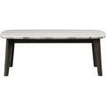 Transitional Style Rectangular Marble and Wood Coffee Table, Gray and White