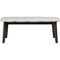 Transitional Style Rectangular Marble and Wood Coffee Table, Gray and White