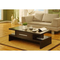 Coffee Tables Unique Style Coffee Table With Bar Handle Drawer, Brown Benzara