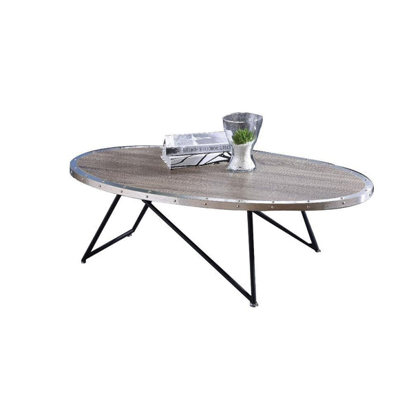 Coffee Tables Vintage Coffee Table, Weathered Gray Oak Benzara