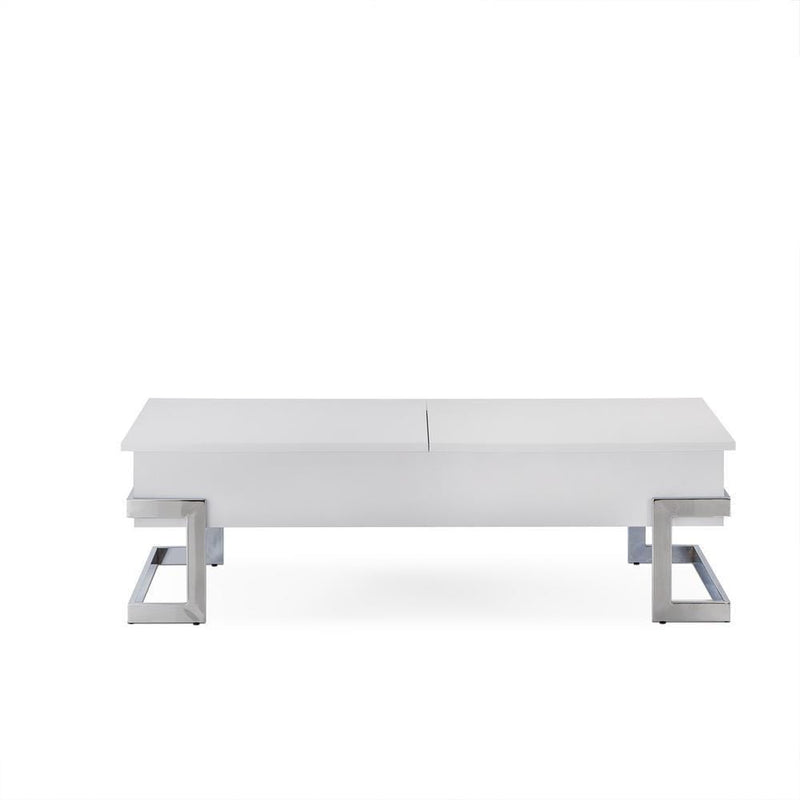 Wooden Coffee Table With Lift Top Storage Space, White