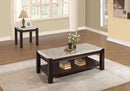 Wooden Coffee Table With Marble Top , Dark Cherry Brown