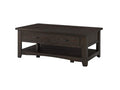 Wooden Coffee Table With Two Drawers, Espresso Brown