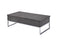 Wooden Coffee Table with Two Lift Tops and Metal Sled Leg Support, Gray and Silver