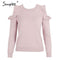 Cold Shoulder Ruffle Sleeve Sweater Top-Pink-S-JadeMoghul Inc.