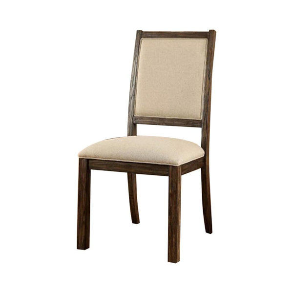 Colette Industrial Side Chair, Rustic Oak Finish, Set Of 2-Armchairs and Accent Chairs-Ivory-Fabric Solid Wood Wood Veneer & Others-JadeMoghul Inc.