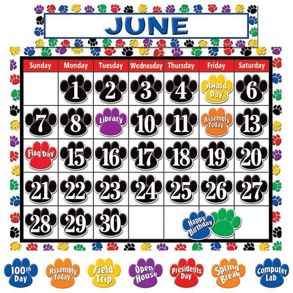 COLORFUL PAW PRINTS CALENDAR BB SET-Learning Materials-JadeMoghul Inc.