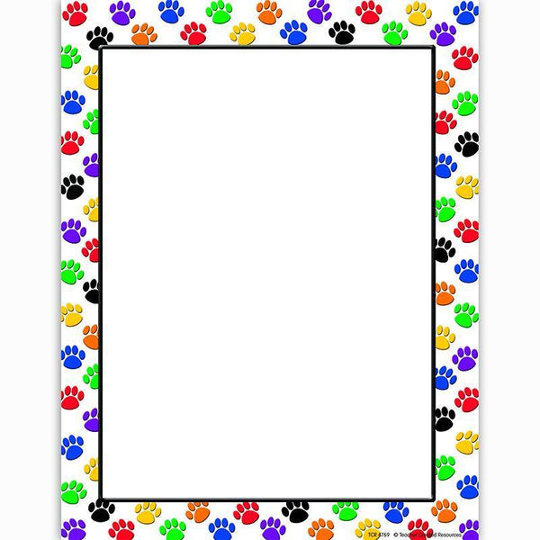 COLORFUL PAW PRINTS COMPUTER PAPER-Learning Materials-JadeMoghul Inc.