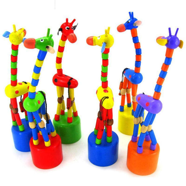 Colorful Wooden Blocks Rocking Giraffe Toy For Baby Stroller Toddler Kids Educational Dancing Wire Toys Kids Pram Accessories--JadeMoghul Inc.