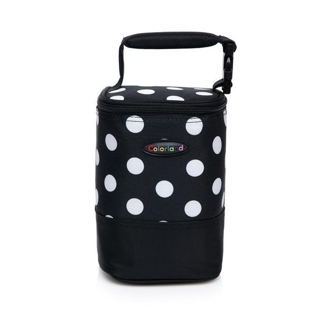 COLORLAND Fashion Baby Handbag Bottle Bag Thermo Bottles Mummy Handbag Baby Bag Insulation Bags Breast Milk Thermal Food Warmer-black White dot-JadeMoghul Inc.