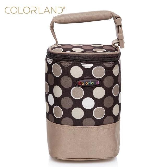 COLORLAND Fashion Baby Handbag Bottle Bag Thermo Bottles Mummy Handbag Baby Bag Insulation Bags Breast Milk Thermal Food Warmer-brown khaki dots-JadeMoghul Inc.