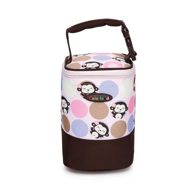 COLORLAND Fashion Baby Handbag Bottle Bag Thermo Bottles Mummy Handbag Baby Bag Insulation Bags Breast Milk Thermal Food Warmer-Naughty monkey brown-JadeMoghul Inc.