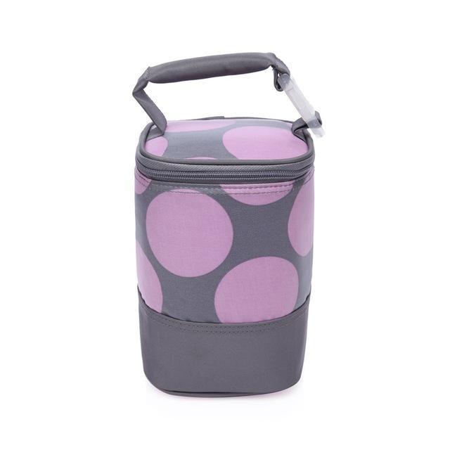 COLORLAND Fashion Baby Handbag Bottle Bag Thermo Bottles Mummy Handbag Baby Bag Insulation Bags Breast Milk Thermal Food Warmer-purple dots-JadeMoghul Inc.