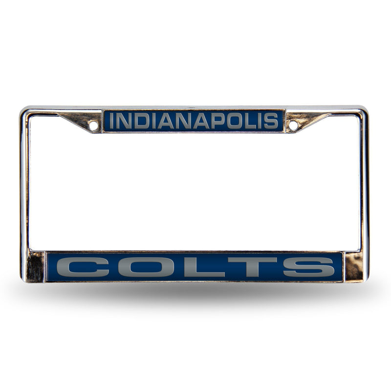 Honda License Plate Frame Colts Blue Laser Chrome Frame