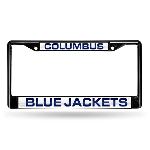 Lexus License Plate Frame Columbus Blue Jackets Black Laser Chrome Frame