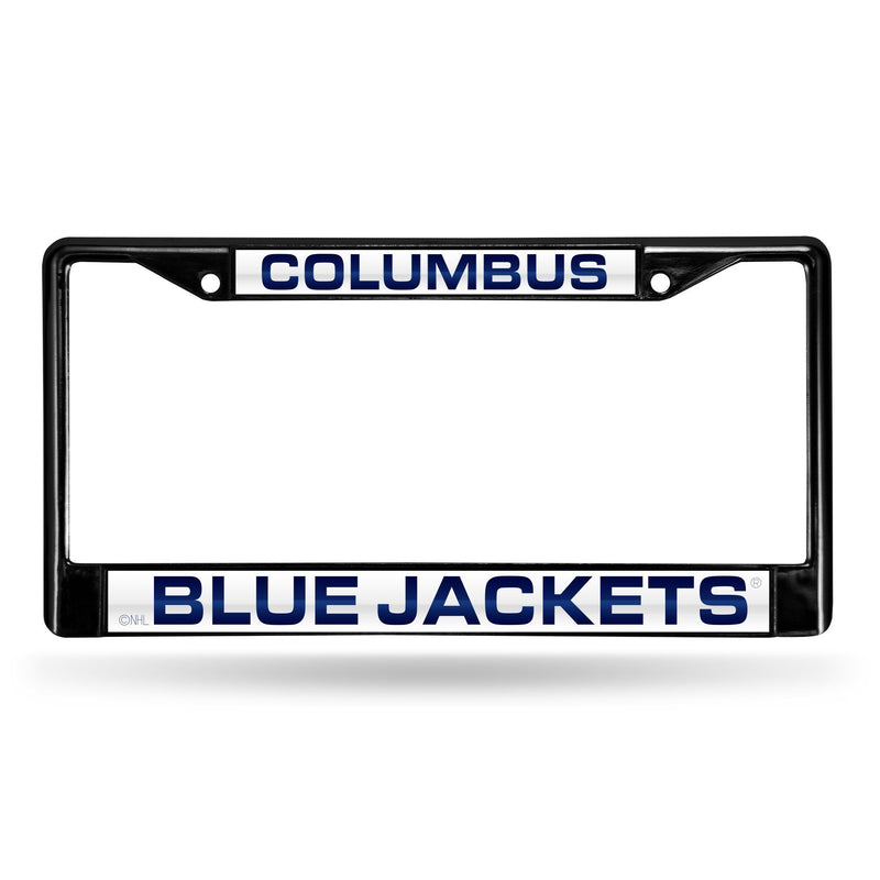 Lexus License Plate Frame Columbus Blue Jackets Black Laser Chrome Frame