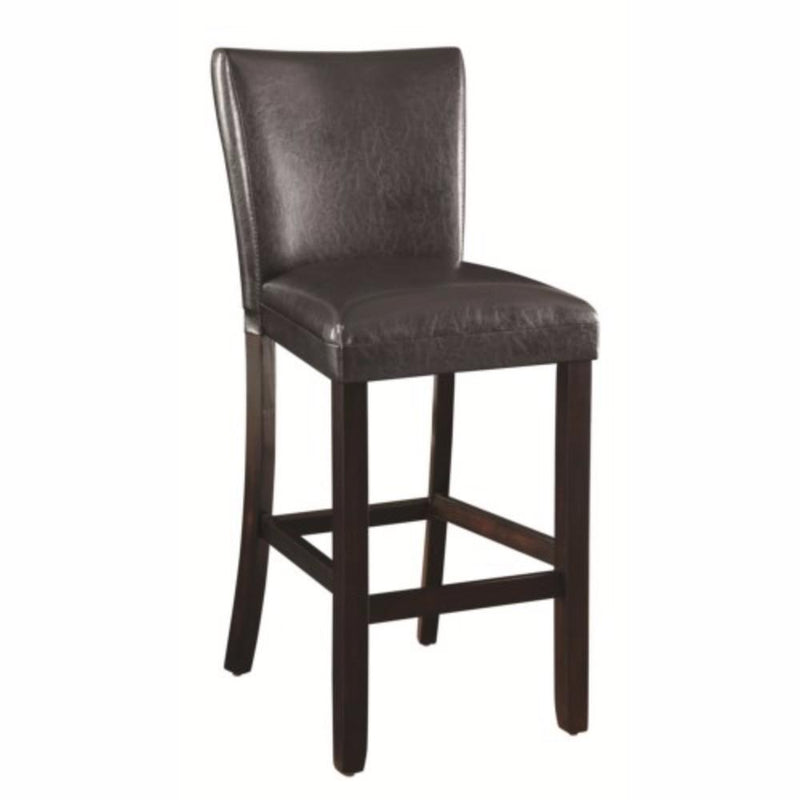 Comfortable Bar Stool, Brown, Set of 2-Accent and Garden Stools-Brown-Wood & Leather-Cappuccino-JadeMoghul Inc.