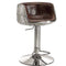 Comfy Adjustable Stool with Swivel, Vintage Brown & Silver-Accent and Garden Stools-Vintage Brown &Silver-TopGrainLeatherFoamFiberglassAluminumMetalTube-JadeMoghul Inc.