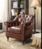 Comfy Chair, Vintage Dark Brown Top Grain Leather-Armchairs and Accent Chairs-Brown-Top Grain Leather Wood Frame Foam-JadeMoghul Inc.