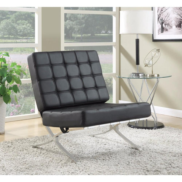 Comfy Fine Accent Chair, Black-Armchairs and Accent Chairs-Black-PU-JadeMoghul Inc.