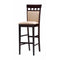 Comfy Upholstered Panel Back Bar Stool with Fabric Seat, Brown And Beige, Set of 2-Armchairs and Accent Chairs-Brown And Beige-Wood & Microfiber.-Cappuccino-JadeMoghul Inc.