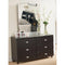 Commodious Dresser With 6 Drawers On Metal Glides, Dark Brown-Dressers-Dark Brown-METAL WOOD-JadeMoghul Inc.