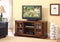Commodious TV Stand, Cherry Brown-Entertainment Centers and Tv Stands-Cherry Brown-Aspen Wood MDF PB Clear Glass-JadeMoghul Inc.