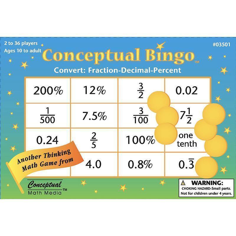 CONCEPTUAL BINGO CONVERT FRACTION-Learning Materials-JadeMoghul Inc.