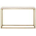 Console Table with White Marble Top, Brushed Gold-Console Tables-White-Marble and Steel-JadeMoghul Inc.