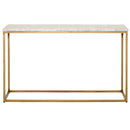 Console Table with White Marble Top, Brushed Gold-Console Tables-White-Marble and Steel-JadeMoghul Inc.