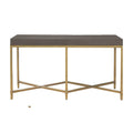 Console Tables Rectangle Top Console Table With Brushed Gold Metal Base, Gray Benzara