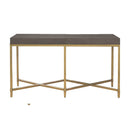 Console Tables Rectangle Top Console Table With Brushed Gold Metal Base, Gray Benzara