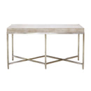 Console Tables Rectangle Top Console Table With Brushed Stainless Steel Base, Gray Benzara