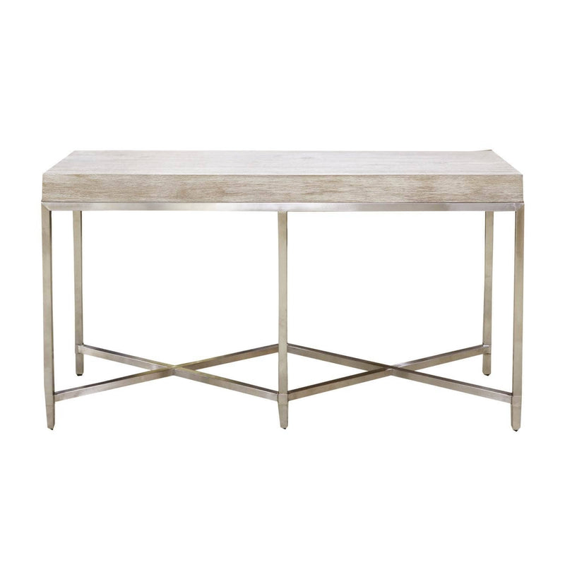 Console Tables Rectangle Top Console Table With Brushed Stainless Steel Base, Gray Benzara