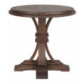 Console Tables Round Wooden Accent Table, Rustic Java Brown Benzara