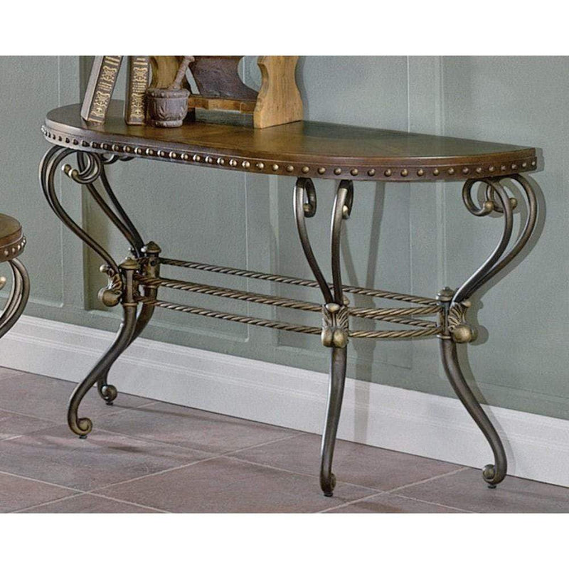 Console Tables Sofa Table With Nail Head Trims, Tobacco Benzara