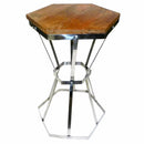 Console Tables Sturdy Octagonal Steel & Wooden Table, Brown Benzara