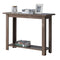 Console Tables Sturdy Wooden Console Table with Rivet Detailing and Bottom Shelf, Brown Benzara