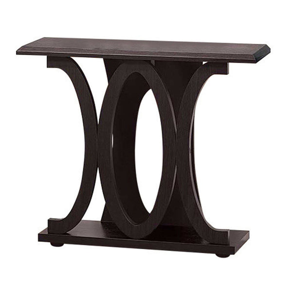 Stylish Console Table With Base Shelf, Dark Brown