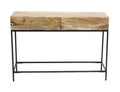 The Urban Port Industrial Style Console Table With Two Drawers, Natural Wood Finish