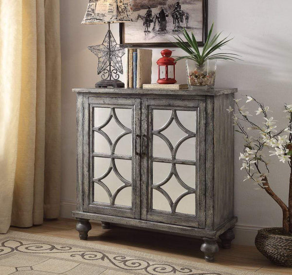 Console Tables Velika Console Table With 2 Doors, Weathered Gray Benzara